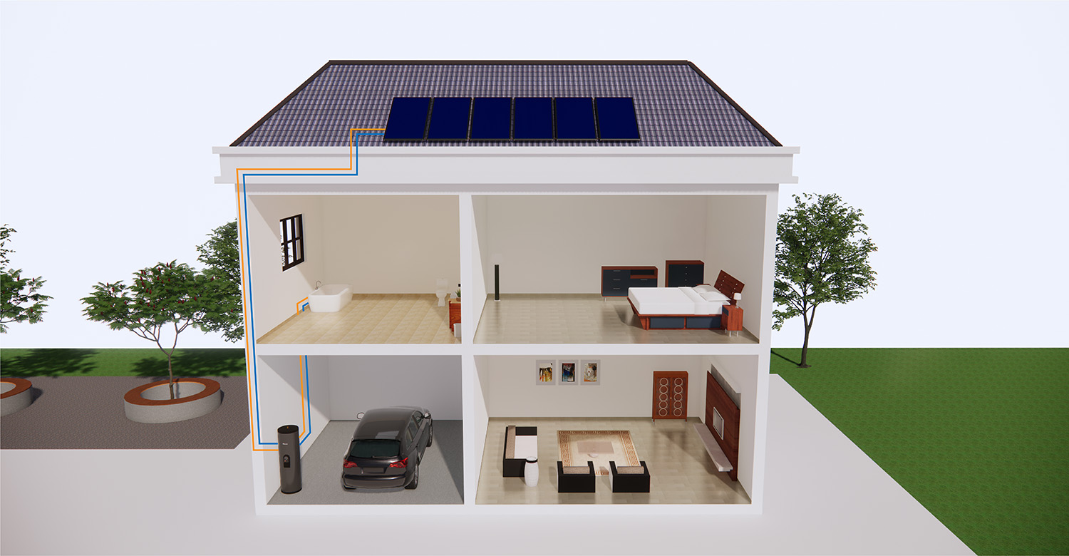 平板型スプリットソーラー温水器 平板型スプリットソーラー温水器